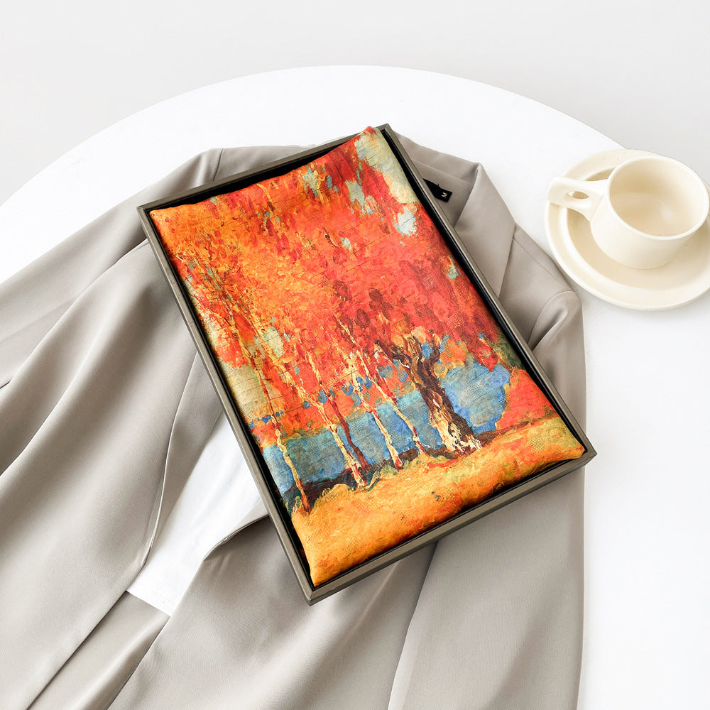 inRealSilk ZS25-Birch Forest 55cm*170cm 100% Silk Shawls