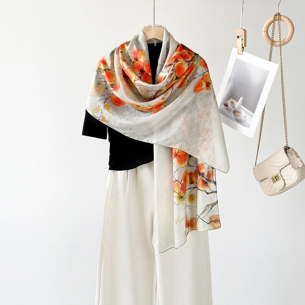 inRealSilk ZS25-Persimmon Color 55cm*170cm 100% Silk Shawls