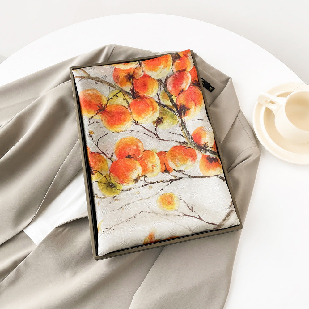 inRealSilk ZS25-Persimmon Color 55cm*170cm 100% Silk Shawls