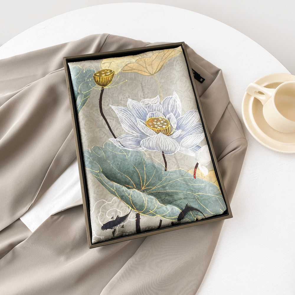 inRealSilk ZS25-Lotus Flower 55cm*170cm 100% Silk Shawls