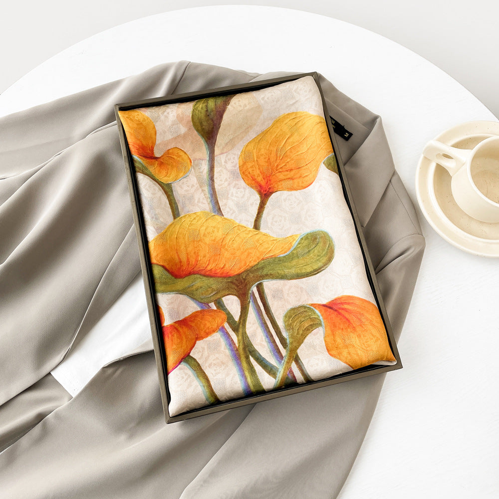 inRealSilk ZS25-Orange 55cm*170cm 100% Silk Shawls