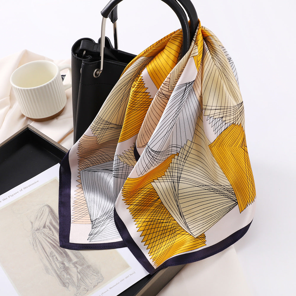 inRealSilk Triangle Maple Leaf 53cm*53cm Print 100% Small Square Silk Scarf Neckerchiefs&Bandana