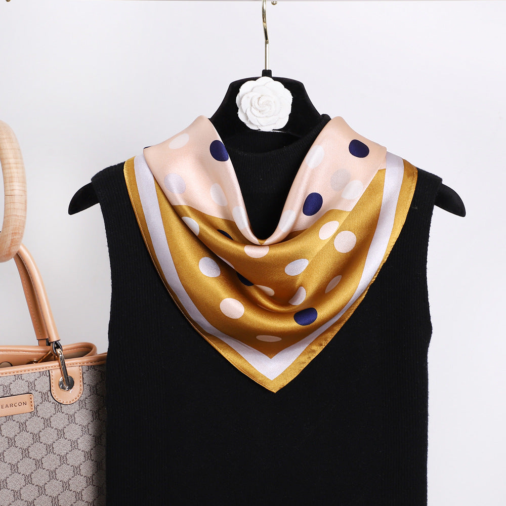 inRealSilk Yellow Polka Dots 53cm*53cm Print 100% Small Square Silk Scarf Neckerchiefs&Bandana