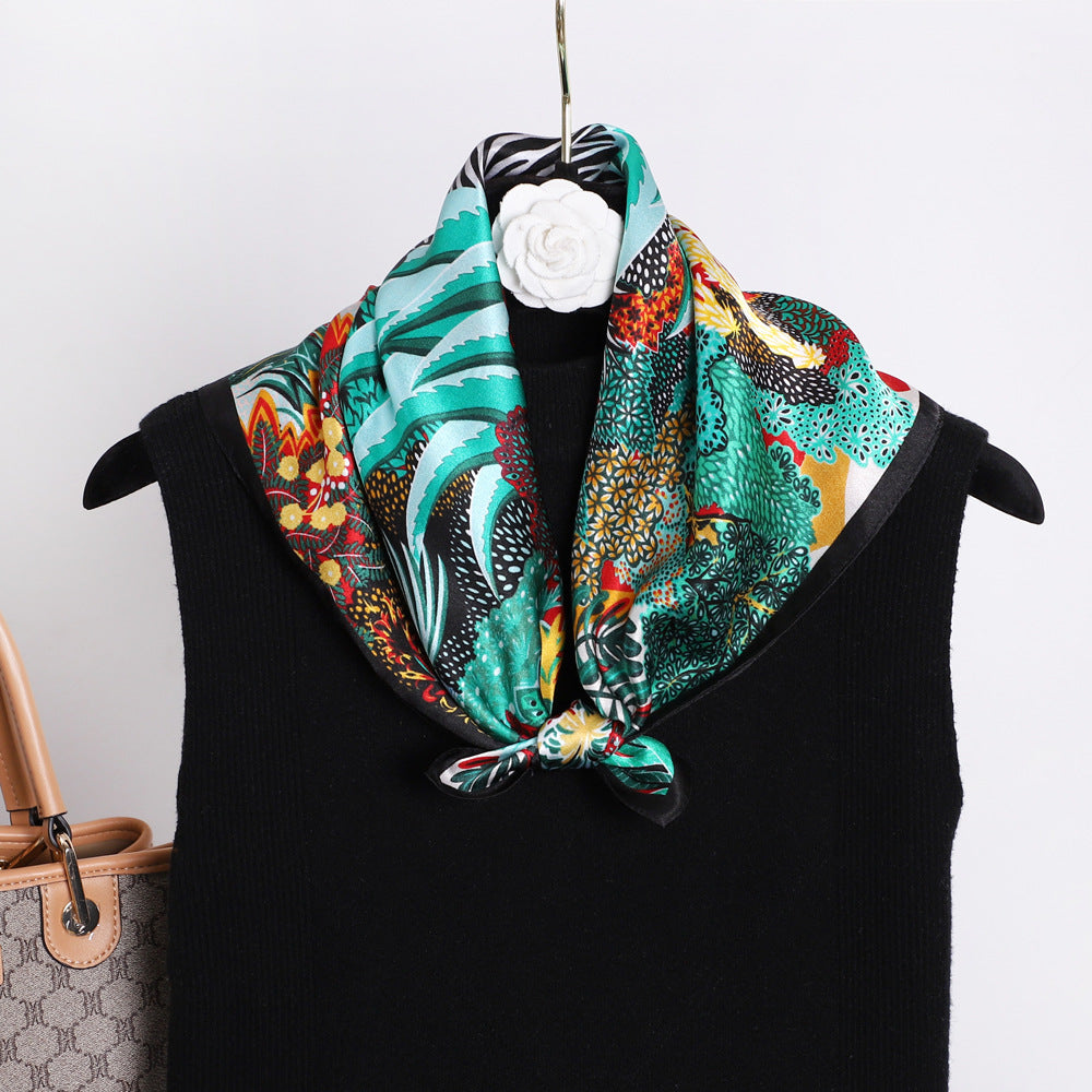inRealSilk Jungle Zebra 53cm*53cm Print 100% Small Square Silk Scarf Neckerchiefs&Bandana