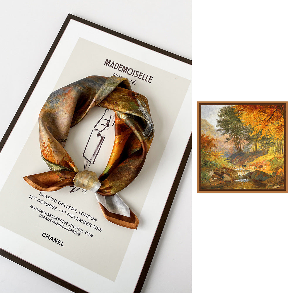 inRealSilk Late Autumn Yellow 66cm*66cm 100% Silk Small Square Scarf Small Neckerchief with Suit