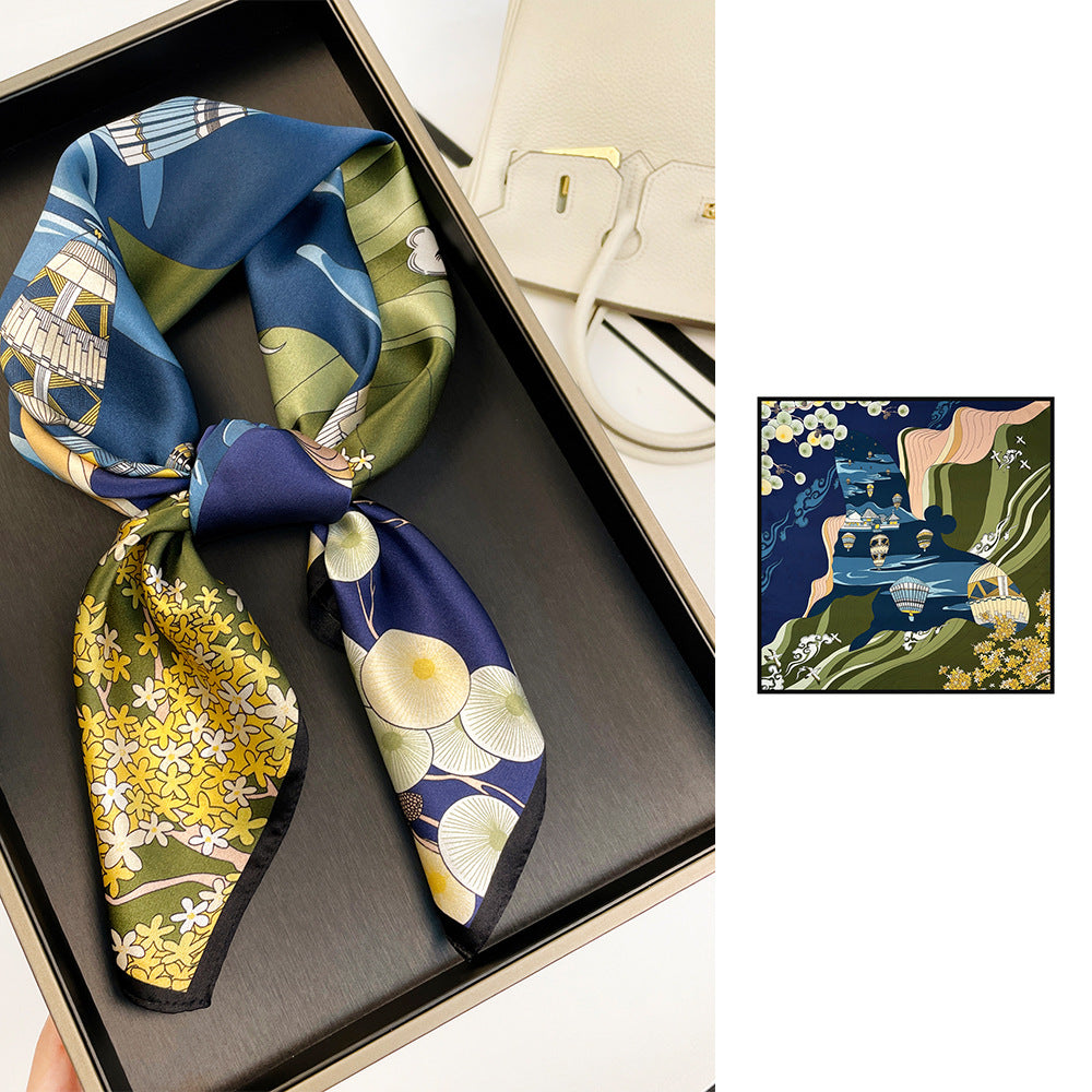 inRealSilk Blue 66cm*66cm 100% Silk Small Square Scarf Small Neckerchief with Suit