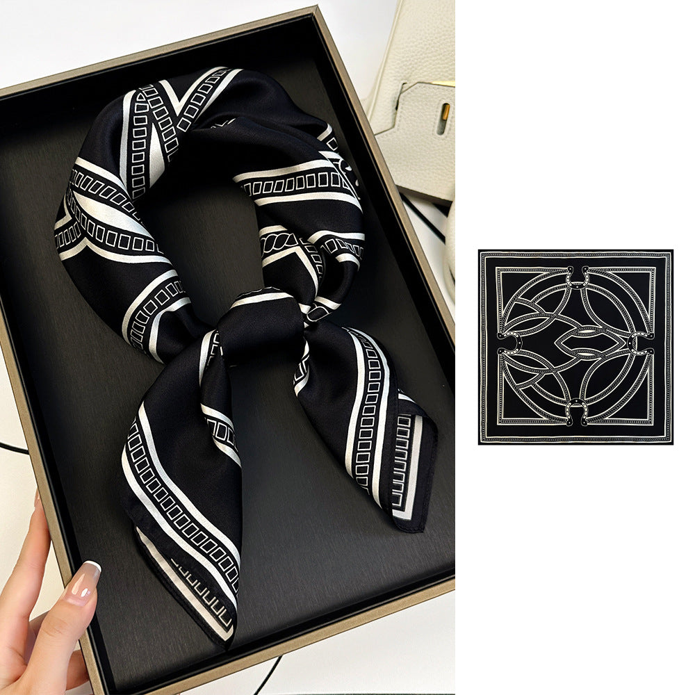 inRealSilk ZS7009-02# 66cm*66cm 100% Silk Small Square Scarf Small Neckerchief with Suit