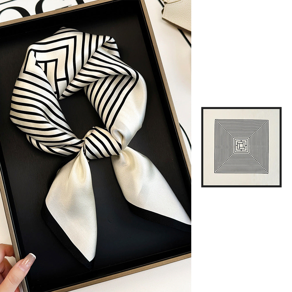 inRealSilk Stripes 66cm*66cm 100% Silk Small Square Scarf Small Neckerchief with Suit