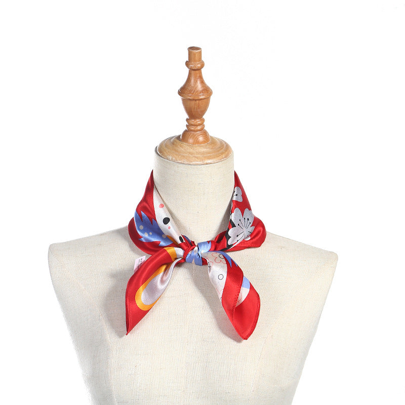 inRealSilk Blue 53cm*53cm Print 100% Small Square Silk Scarf Neckerchiefs&Bandana