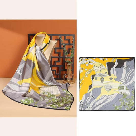 inRealSilk Yellow 68cm*68cm 100% Silk Small Square Scarf