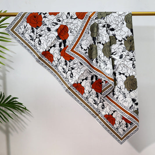 inRealSilk Double-Sided Heterochromatic Printing 01# 88cm*88cm A Large Square 100% Silk Scarves