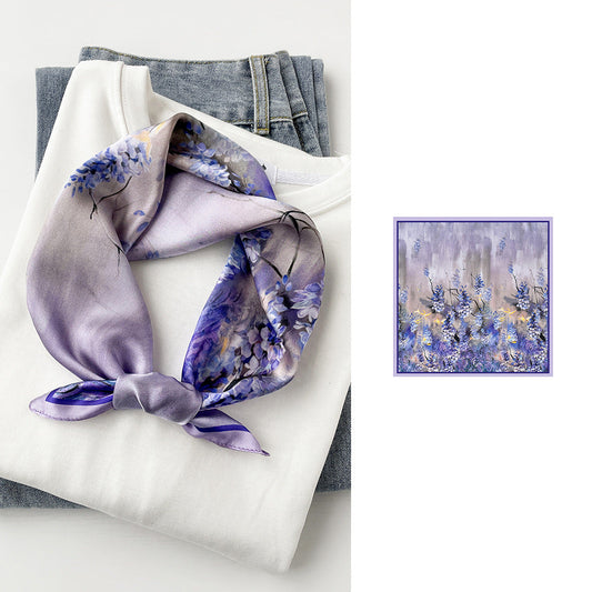 inRealSilk Wisteria Mann Print 53cm*53cm  100% Silk Small Square Silk Scarf Neckerchiefs&Bandana