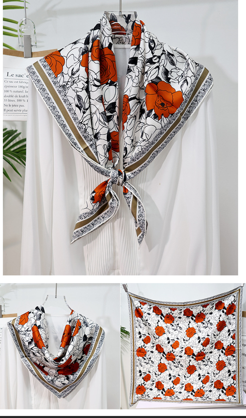 inRealSilk Double-Sided Heterochromatic Printing 01# 88cm*88cm A Large Square 100% Silk Scarves