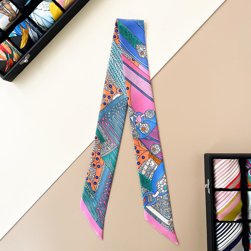 inRealSilk Twilly 18mm High Quality Colored Saddles 86cm*5cm 100% Silk (Mulberry Silk) Hair Bands&Bags Ribbons&Neckband
