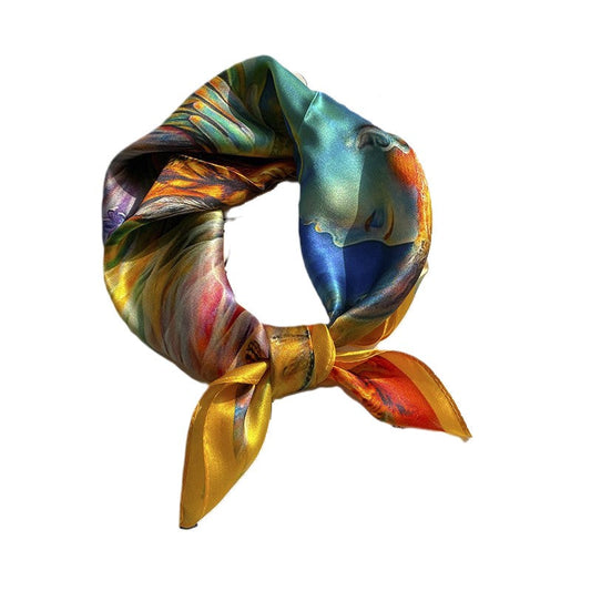 inRealSilk Printed Fashion Scarf 02# 53cm*53cm Print 100% Silk Small Square Silk Scarf Neckerchiefs&Bandana&Handkerchief