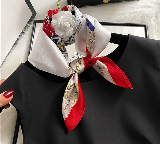 inRealSilk Printed Fashion Scarf 18# 53cm*53cm Print 100% Silk Small Square Silk Scarf Neckerchiefs&Bandana&Handkerchief