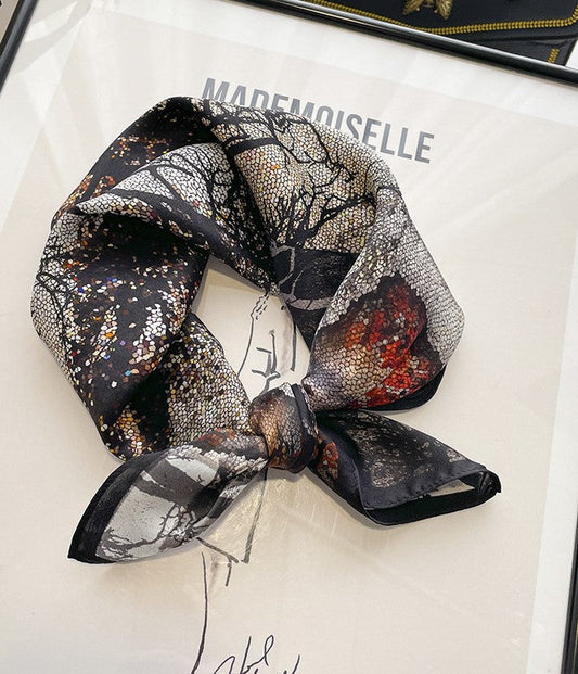 inRealSilk Printed Fashion Scarf 19# 53cm*53cm Print 100% Silk Small Square Silk Scarf Neckerchiefs&Bandana&Handkerchief