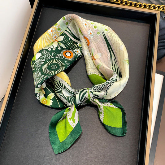 inRealSilk Printed Fashion Scarf 34# 53cm*53cm Print 100% Silk Small Square Silk Scarf Neckerchiefs&Bandana&Handkerchief