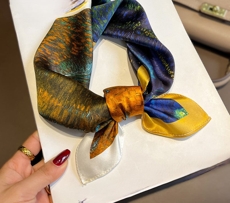 inRealSilk Printed Fashion Scarf 37# 53cm*53cm Print 100% Silk Small Square Silk Scarf Neckerchiefs&Bandana&Handkerchief