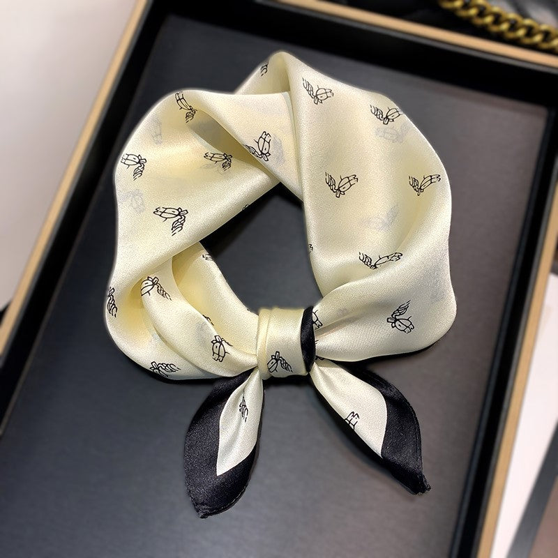 inRealSilk Printed Fashion Scarf 47# 53cm*53cm Print 100% Silk Small Square Silk Scarf Neckerchiefs&Bandana&Handkerchief