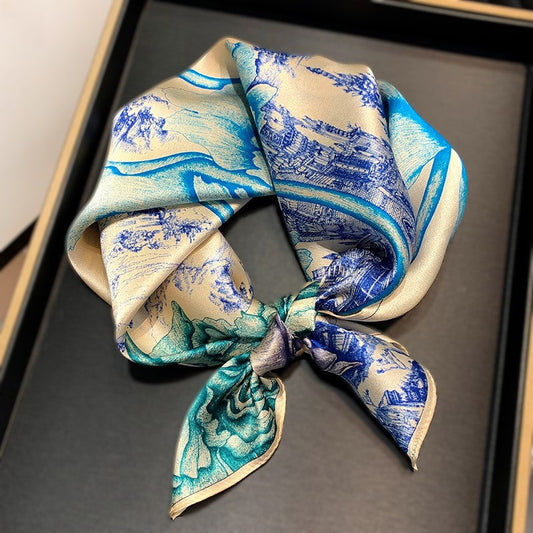 inRealSilk Printed Fashion Scarf 49# 53cm*53cm Print 100% Silk Small Square Silk Scarf Neckerchiefs&Bandana&Handkerchief