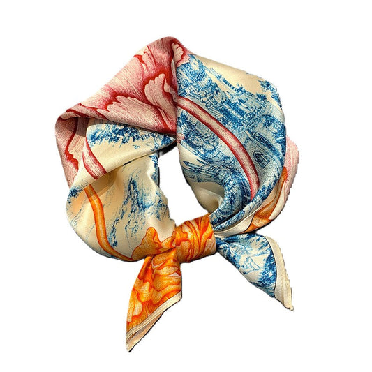 inRealSilk Printed Fashion Scarf 48# 53cm*53cm Print 100% Silk Small Square Silk Scarf Neckerchiefs&Bandana&Handkerchief