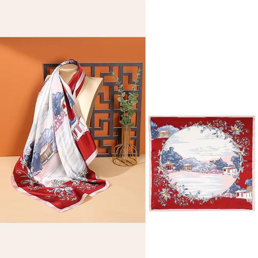 inRealSilk Red 68cm*68cm 100% Silk Small Square Scarf
