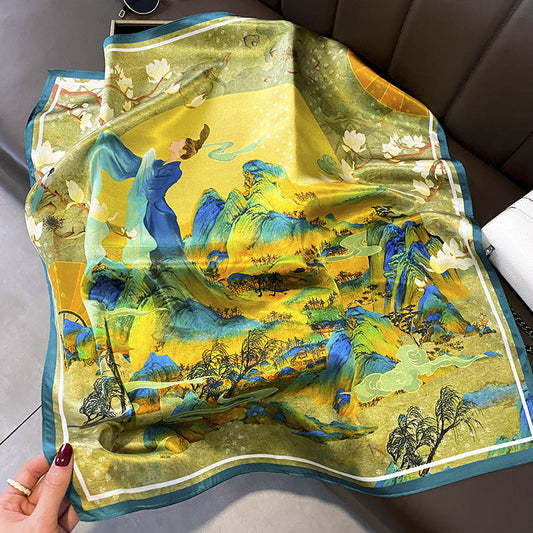 inRealSilk 010# 68cm*68cm 100% Silk Small Square Scarf Small Neckerchief with Suit