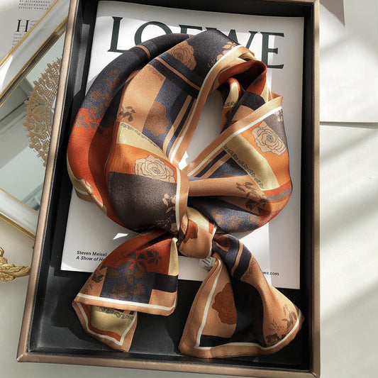 inRealSilk Vintage Roses Double Layers 150cm*16cm 100% Silk Scarf Neckerchiefs Long Section Thin Narrow Fluttering Belt