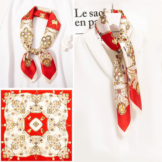 inRealSilk Sparkle Red 65cm*65cm 100% Silk Small Square Scarf Small Neckerchief with Suit