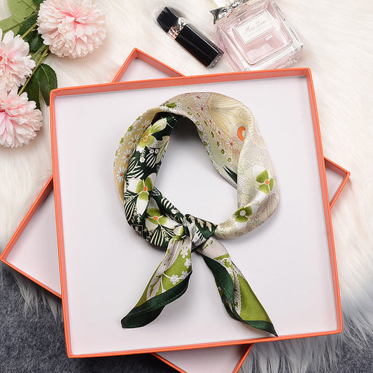 inRealSilk Four-Leaf Clover 53cm*53cm Print 100% Small Square Silk Scarf Neckerchiefs&Bandana