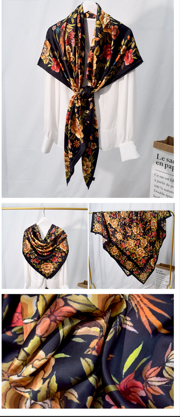 inRealSilk Flowers Bloom 135cm*135cm A Large Square 100% Silk Scarves