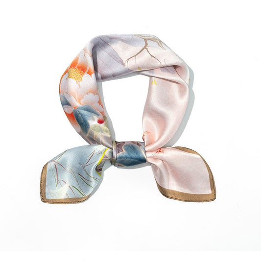 inRealSilk Pale Pink 70cm*70cm 100% Silk Small Square Scarf Fashion Commuting Style