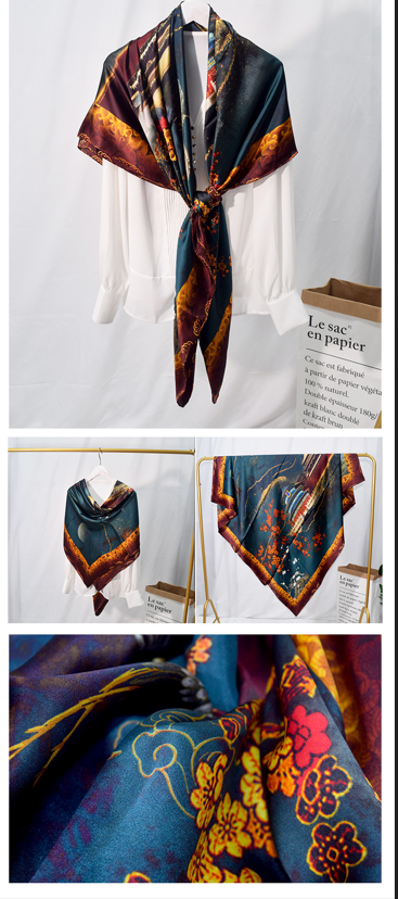 inRealSilk Temple of Heaven in Ancient Rhythm 135cm*135cm A Large Square 100% Silk Scarves