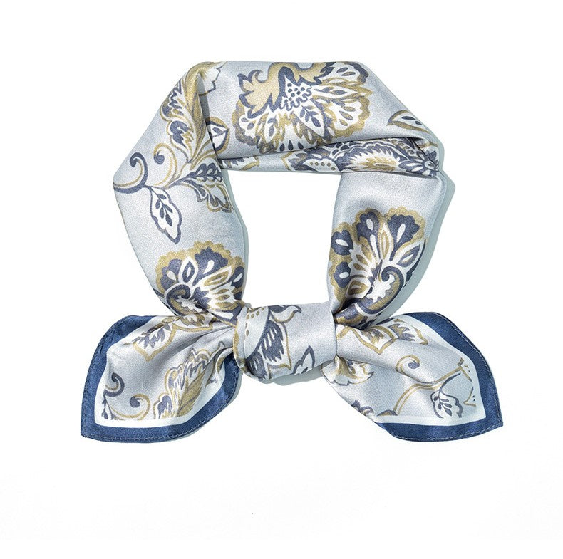 inRealSilk Light-colored Grass 70cm*70cm 100% Silk Small Square Scarf Fashion Commuting Style