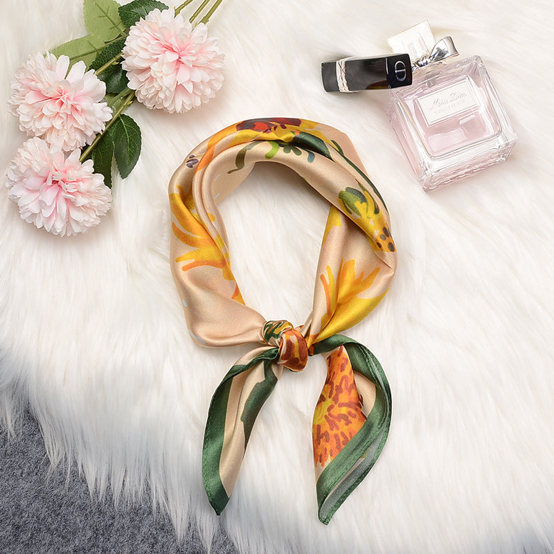 inRealSilk Sunflower 53cm*53cm Print 100% Small Square Silk Scarf Neckerchiefs&Bandana