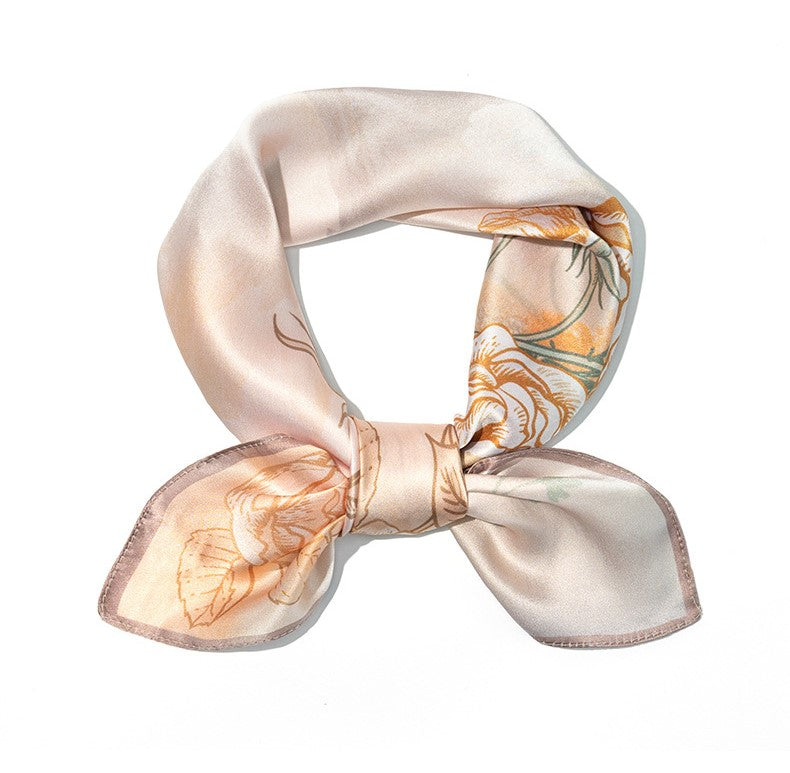 inRealSilk Pinked Orange 70cm*70cm 100% Silk Small Square Scarf Fashion Commuting Style