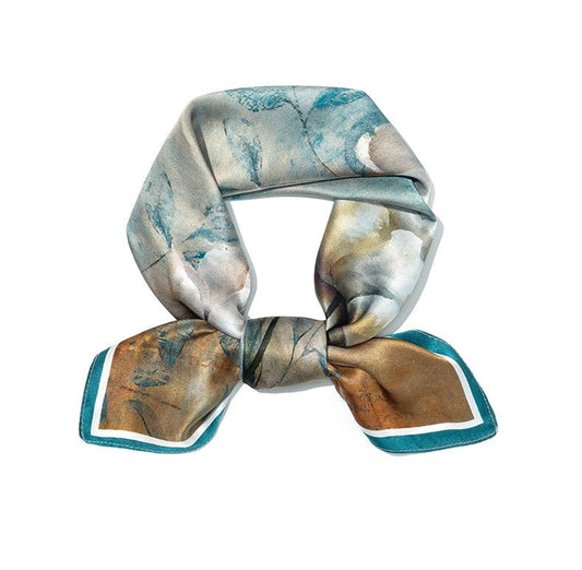inRealSilk Light Blue Dark Autumn Yellow 70cm*70cm 100% Silk Small Square Scarf Fashion Commuting Style
