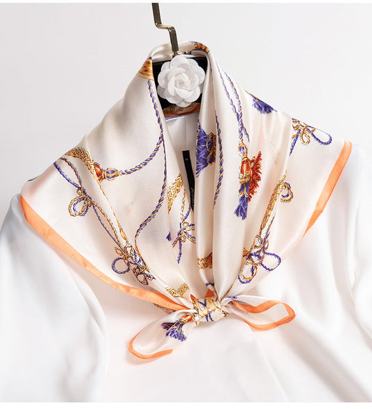 inRealSilk WoW Beige 65cm*65cm 100% Silk Small Square Scarf Small Neckerchief with Suit