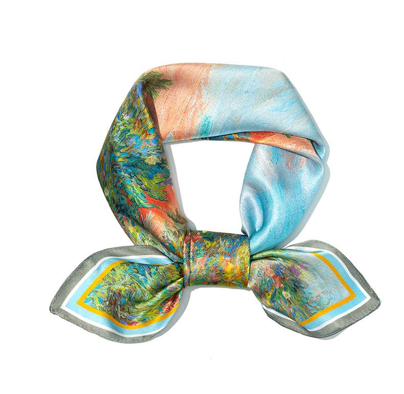 inRealSilk Pinkish Blue 70cm*70cm 100% Silk Small Square Scarf Fashion Commuting Style