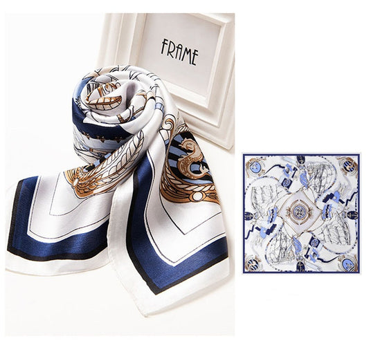 inRealSilk Navy Blue 65cm*65cm 100% Silk Small Square Scarf Small Neckerchief with Suit