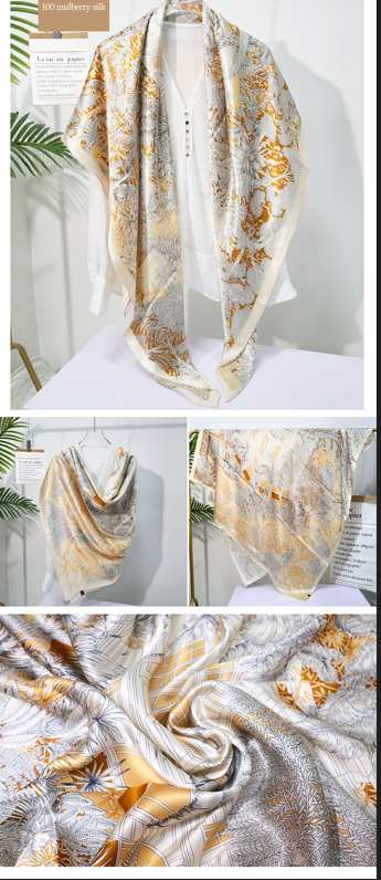 inRealSilk Tropical Rainforest 135cm*135cm A Large Square 100% Silk Scarves