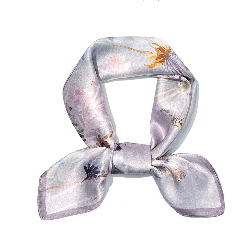 inRealSilk Dandelion Floss Purple 70cm*70cm 100% Silk Small Square Scarf Fashion Commuting Style