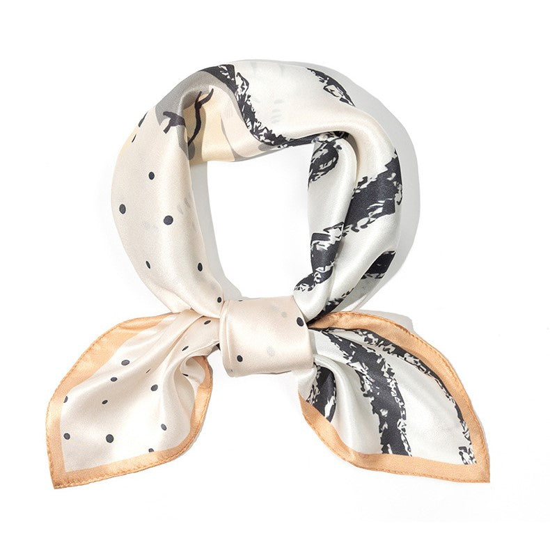inRealSilk Beige 70cm*70cm 100% Silk Small Square Scarf Fashion Commuting Style