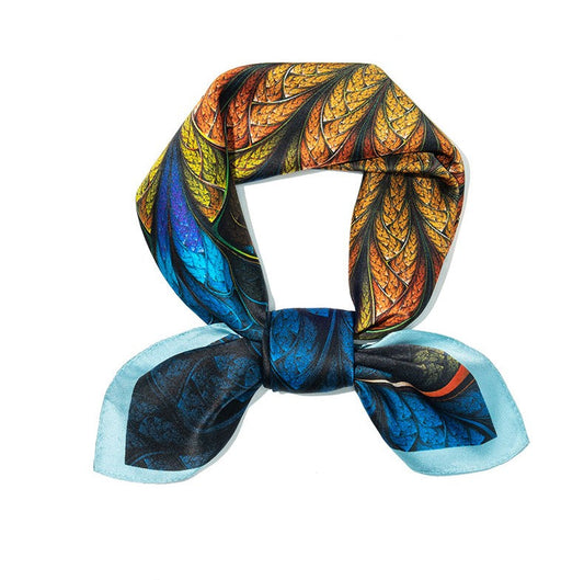 inRealSilk Blue 70cm*70cm 100% Silk Small Square Scarf Fashion Commuting Style