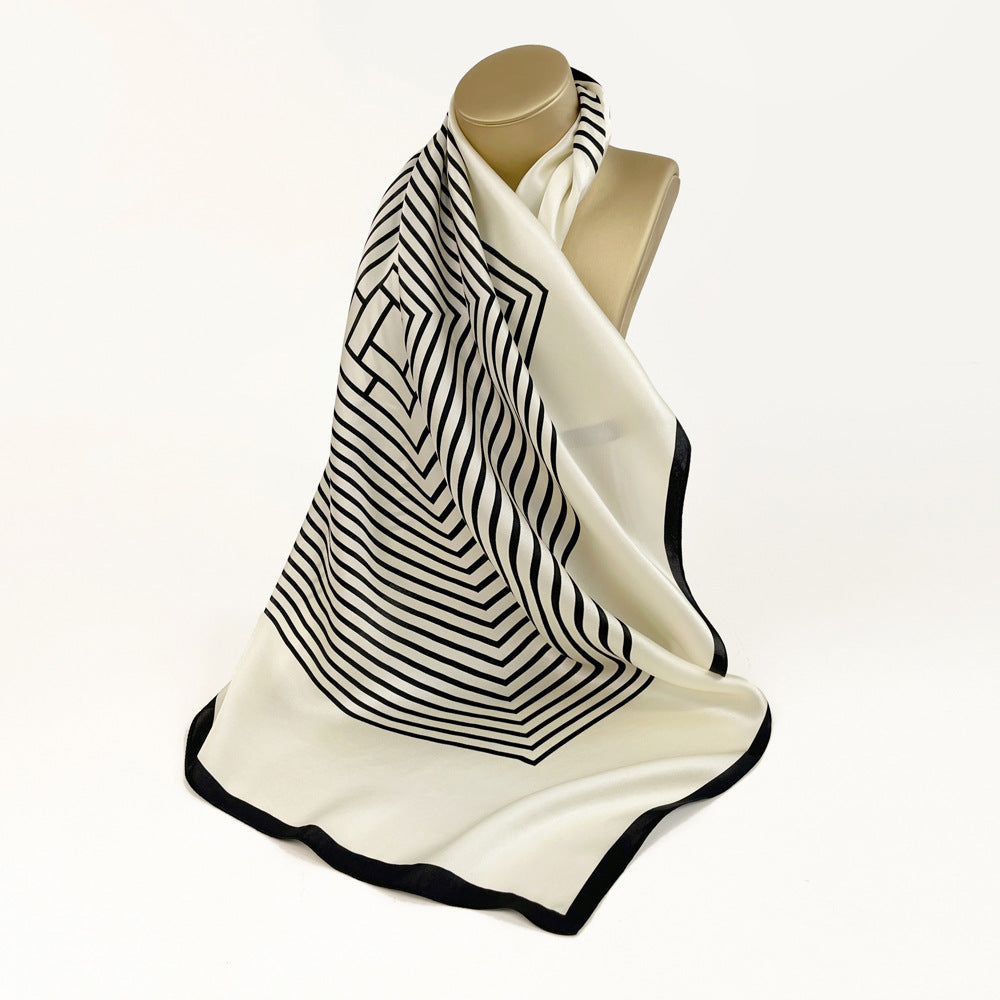 inRealSilk Stripes 66cm*66cm 100% Silk Small Square Scarf Small Neckerchief with Suit