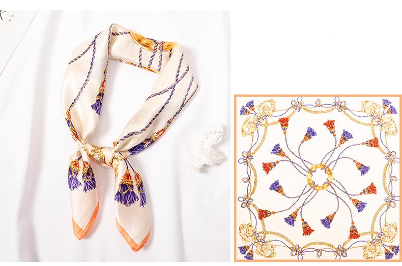 inRealSilk WoW Beige 65cm*65cm 100% Silk Small Square Scarf Small Neckerchief with Suit