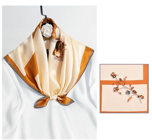 inRealSilk Golden Rose 65cm*65cm 100% Silk Small Square Scarf Small Neckerchief with Suit