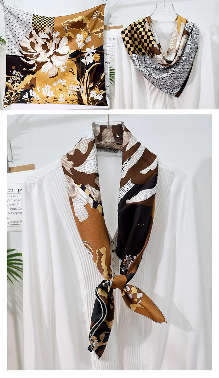 inRealSilk Double-Sided Heterochromatic Printing 02# 88cm*88cm A Large Square 100% Silk Scarves