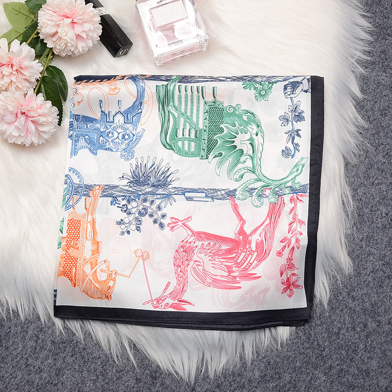 inRealSilk Animal Color Black 53cm*53cm Print 100% Small Square Silk Scarf Neckerchiefs&Bandana